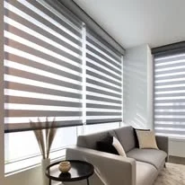 Persianas tipo sheer elegance en sala contemporánea
